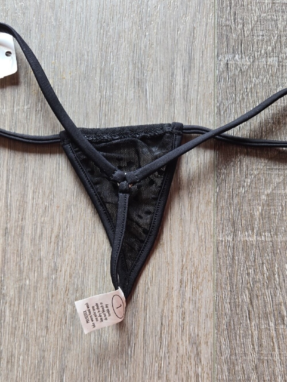 NWT Wicked Weasel Sheer Black Micro Poka Dot Thong - Women Large - Picture 4 of 4